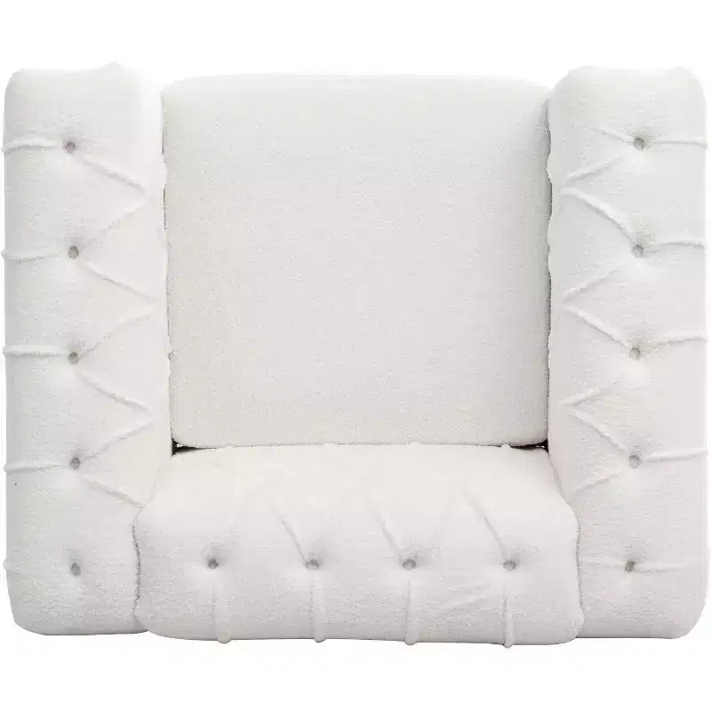 Acekool Arm Chair with Thick Padded Backrest & Seat, 22.4 Deep Single Sofa, Comfy White Fabric, Modern Accent Chair for Living Room, Bedroom