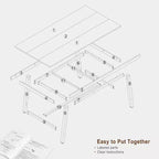 63 Industrial Dining Table for 4-6 People, Wooden Kitchen Table with Sturdy Metal Frame, Rectangular Counter for Dining Room