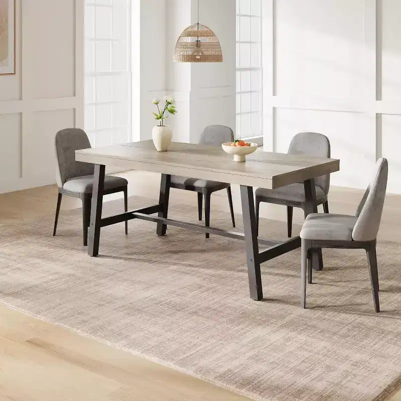 63 Industrial Dining Table for 4-6 People, Wooden Kitchen Table with Sturdy Metal Frame, Rectangular Counter for Dining Room