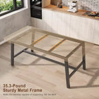 63 Industrial Dining Table for 4-6 People, Wooden Kitchen Table with Sturdy Metal Frame, Rectangular Counter for Dining Room