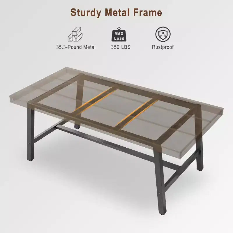 63 Industrial Dining Table for 4-6 People, Wooden Kitchen Table with Sturdy Metal Frame, Rectangular Counter for Dining Room