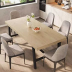 63 Industrial Dining Table for 4-6 People, Wooden Kitchen Table with Sturdy Metal Frame, Rectangular Counter for Dining Room