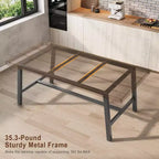 63 Industrial Dining Table for 4-6 People, Wooden Kitchen Table with Sturdy Metal Frame, Rectangular Counter for Dining Room