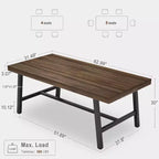 63 Industrial Dining Table for 4-6 People, Wooden Kitchen Table with Sturdy Metal Frame, Rectangular Counter for Dining Room
