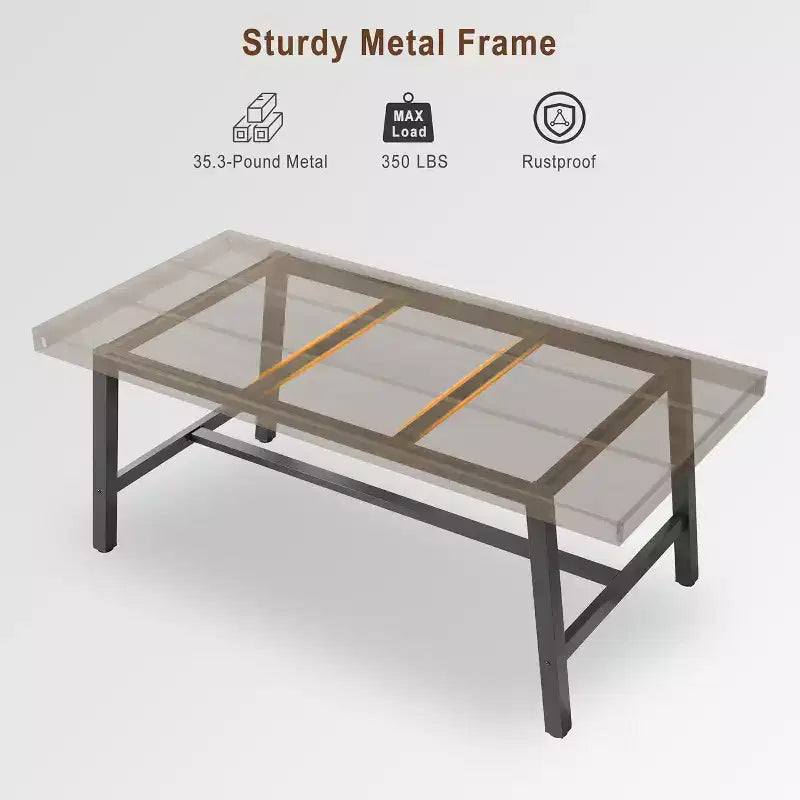 63 Industrial Dining Table for 4-6 People, Wooden Kitchen Table with Sturdy Metal Frame, Rectangular Counter for Dining Room