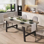 63 Industrial Dining Table for 4-6 People, Wooden Kitchen Table with Sturdy Metal Frame, Rectangular Counter for Dining Room