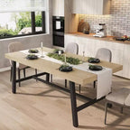63 Industrial Dining Table for 4-6 People, Wooden Kitchen Table with Sturdy Metal Frame, Rectangular Counter for Dining Room