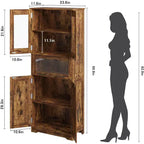 Acekool Tall Storage Cabinet with Glass Doors, Adjustable Shelves & Drawer, Slim Organizer for Kitchen, Bathroom, Living Room