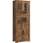Acekool Tall Storage Cabinet with Glass Doors, Adjustable Shelves & Drawer, Slim Organizer for Kitchen, Bathroom, Living Room