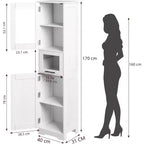 Acekool Tall Storage Cabinet with Glass Doors, Adjustable Shelves & Drawer, Slim Organizer for Kitchen, Bathroom, Living Room