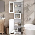 Acekool Tall Storage Cabinet with Glass Doors, Adjustable Shelves & Drawer, Slim Organizer for Kitchen, Bathroom, Living Room