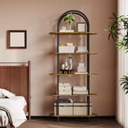 5 Tier Arched Bookcase, 71 Tall Industrial Open Book Shelf, Modern Freestanding Shelving Unit Storage Organiser