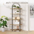 5 Tier Arched Bookcase, 71 Tall Industrial Open Book Shelf, Modern Freestanding Shelving Unit Storage Organiser