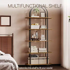5 Tier Arched Bookcase, 71 Tall Industrial Open Book Shelf, Modern Freestanding Shelving Unit Storage Organiser