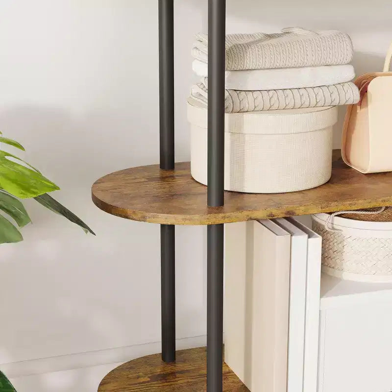 5 Tier Arched Bookcase, 71 Tall Industrial Open Book Shelf, Modern Freestanding Shelving Unit Storage Organiser