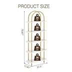 5 Tier Arched Bookcase, 71 Tall Industrial Open Book Shelf, Modern Freestanding Shelving Unit Storage Organiser