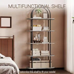 5 Tier Arched Bookcase, 71 Tall Industrial Open Book Shelf, Modern Freestanding Shelving Unit Storage Organiser