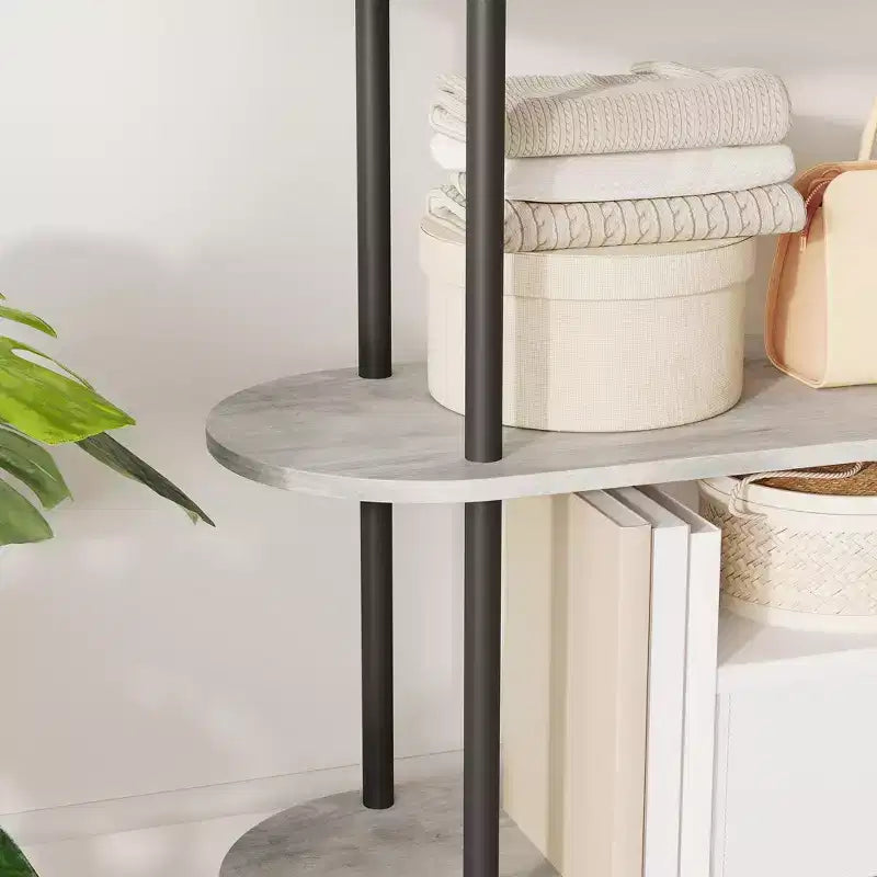 5 Tier Arched Bookcase, 71 Tall Industrial Open Book Shelf, Modern Freestanding Shelving Unit Storage Organiser