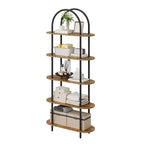 5 Tier Arched Bookcase, 71 Tall Industrial Open Book Shelf, Modern Freestanding Shelving Unit Storage Organiser