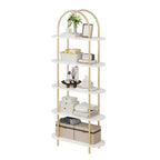 5 Tier Arched Bookcase, 71 Tall Industrial Open Book Shelf, Modern Freestanding Shelving Unit Storage Organiser