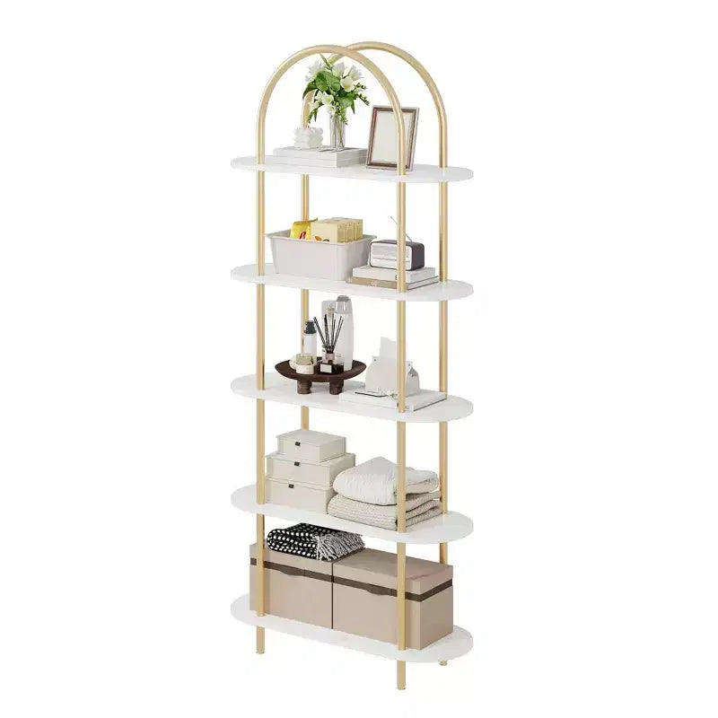 5 Tier Arched Bookcase, 71 Tall Industrial Open Book Shelf, Modern Freestanding Shelving Unit Storage Organiser