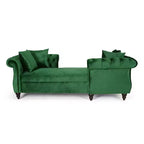 GDFStudio Harrisville Modern Glam Tufted Velvet Chaise Lounge with Accent Throw Pillow