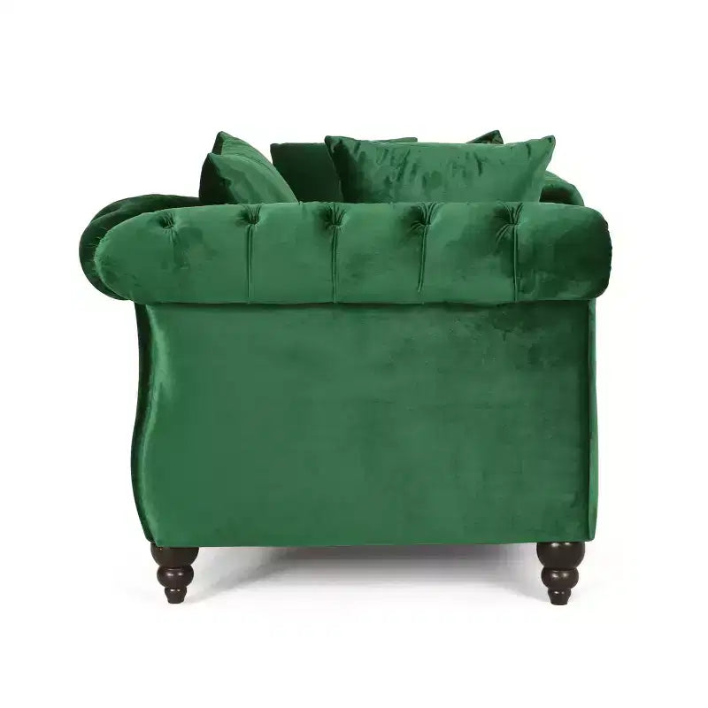 GDFStudio Harrisville Modern Glam Tufted Velvet Chaise Lounge with Accent Throw Pillow