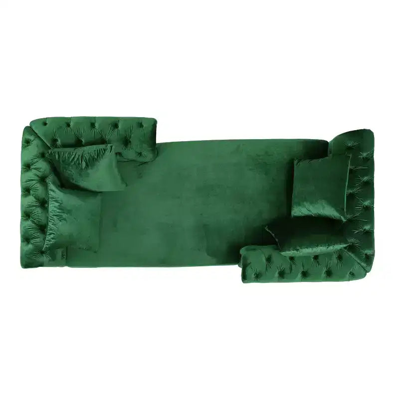 GDFStudio Harrisville Modern Glam Tufted Velvet Chaise Lounge with Accent Throw Pillow