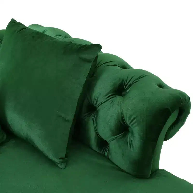 GDFStudio Harrisville Modern Glam Tufted Velvet Chaise Lounge with Accent Throw Pillow
