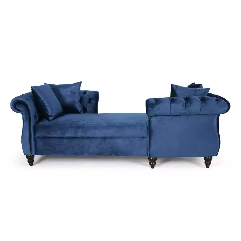 GDFStudio Harrisville Modern Glam Tufted Velvet Chaise Lounge with Accent Throw Pillow