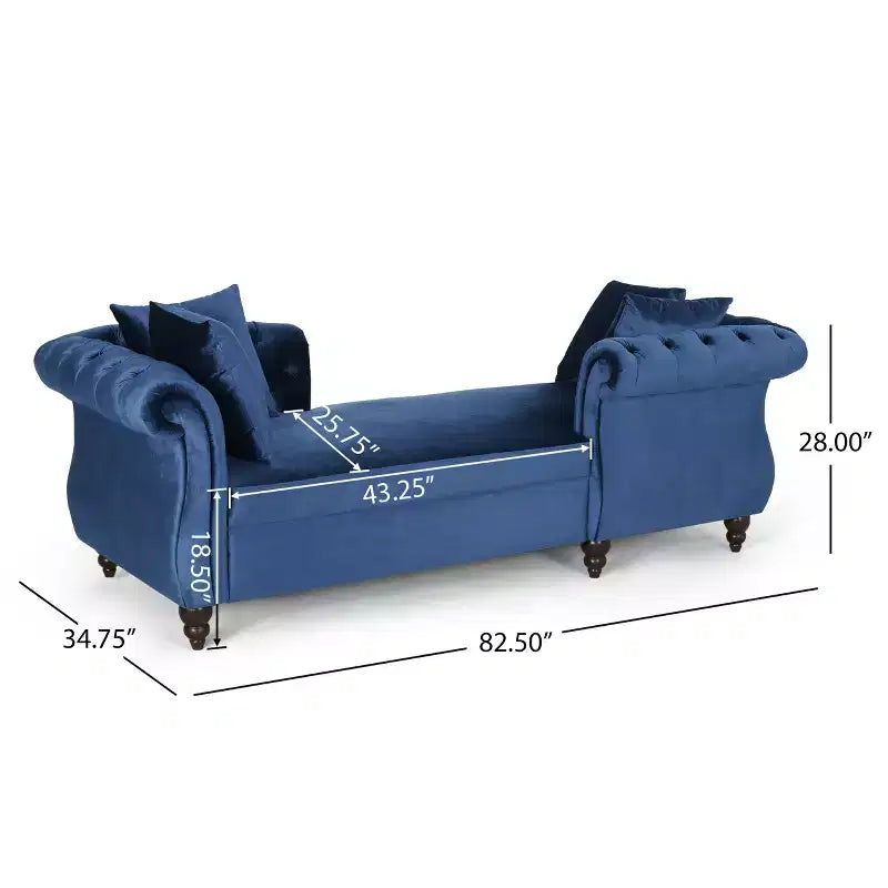 GDFStudio Harrisville Modern Glam Tufted Velvet Chaise Lounge with Accent Throw Pillow