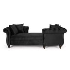 GDFStudio Harrisville Modern Glam Tufted Velvet Chaise Lounge with Accent Throw Pillow