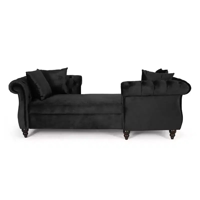 GDFStudio Harrisville Modern Glam Tufted Velvet Chaise Lounge with Accent Throw Pillow