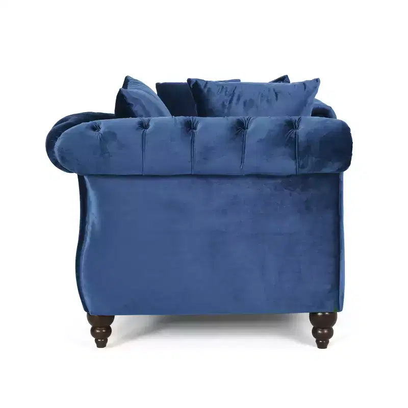 GDFStudio Harrisville Modern Glam Tufted Velvet Chaise Lounge with Accent Throw Pillow