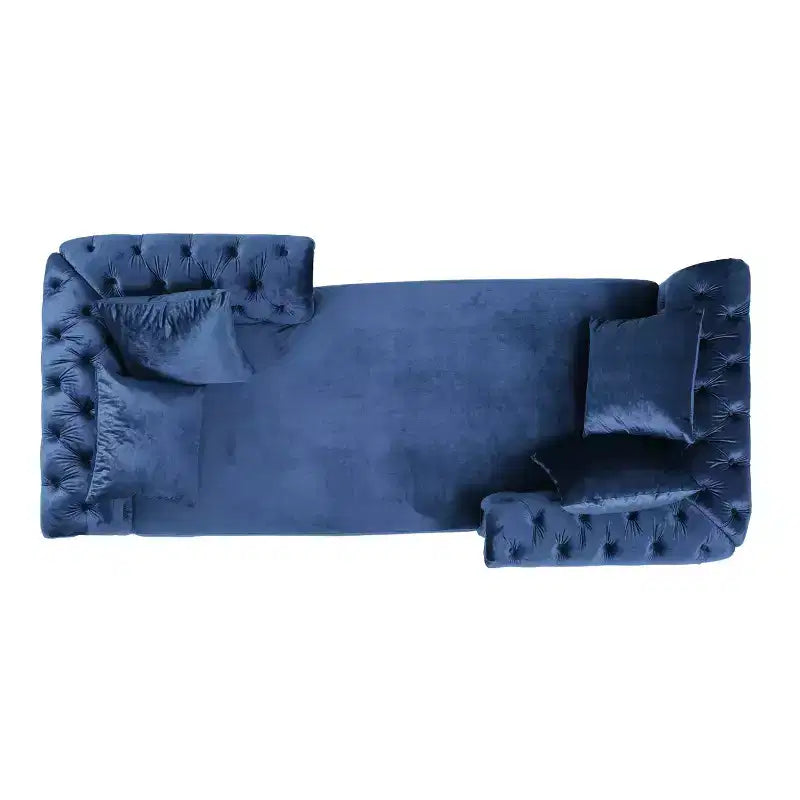 GDFStudio Harrisville Modern Glam Tufted Velvet Chaise Lounge with Accent Throw Pillow