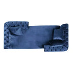 GDFStudio Harrisville Modern Glam Tufted Velvet Chaise Lounge with Accent Throw Pillow