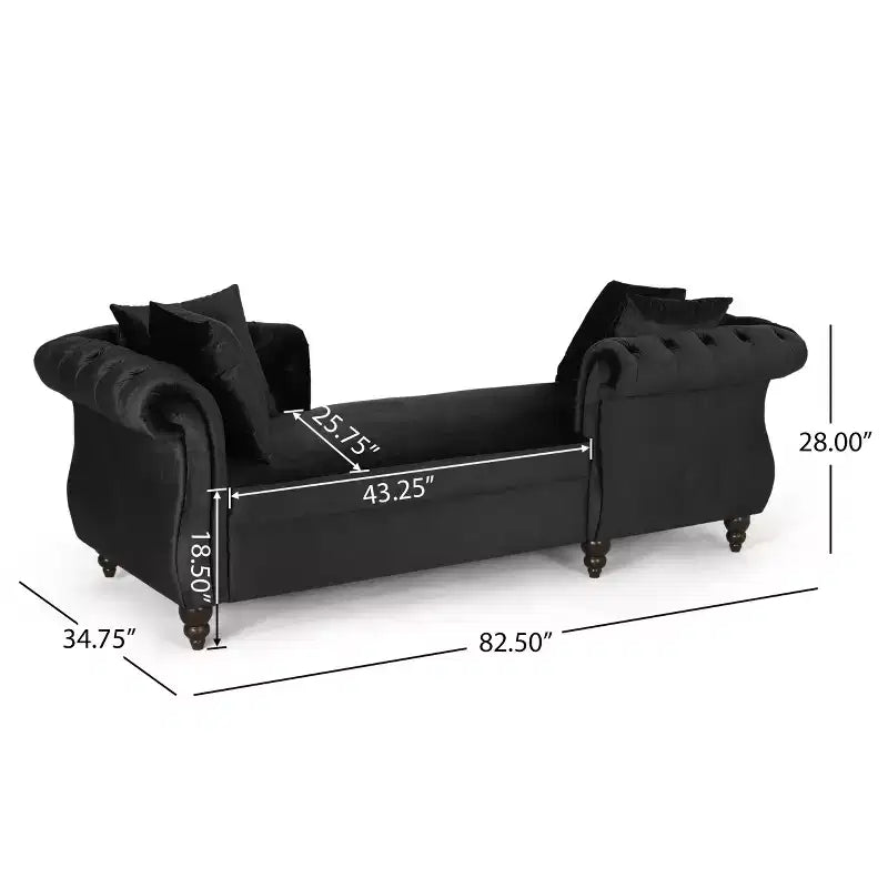 GDFStudio Harrisville Modern Glam Tufted Velvet Chaise Lounge with Accent Throw Pillow