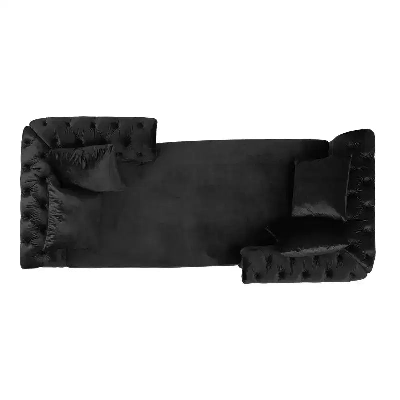 GDFStudio Harrisville Modern Glam Tufted Velvet Chaise Lounge with Accent Throw Pillow