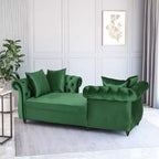 GDFStudio Harrisville Modern Glam Tufted Velvet Chaise Lounge with Accent Throw Pillow