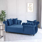 GDFStudio Harrisville Modern Glam Tufted Velvet Chaise Lounge with Accent Throw Pillow