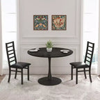 MAYEERTY Metal Dining Chairs Set of 2 Steel Legs and PU Leather Seats High Back Armless for Living Room Kitchen Black