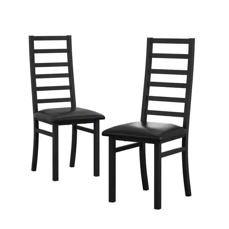 MAYEERTY Metal Dining Chairs Set of 2 Steel Legs and PU Leather Seats High Back Armless for Living Room Kitchen Black