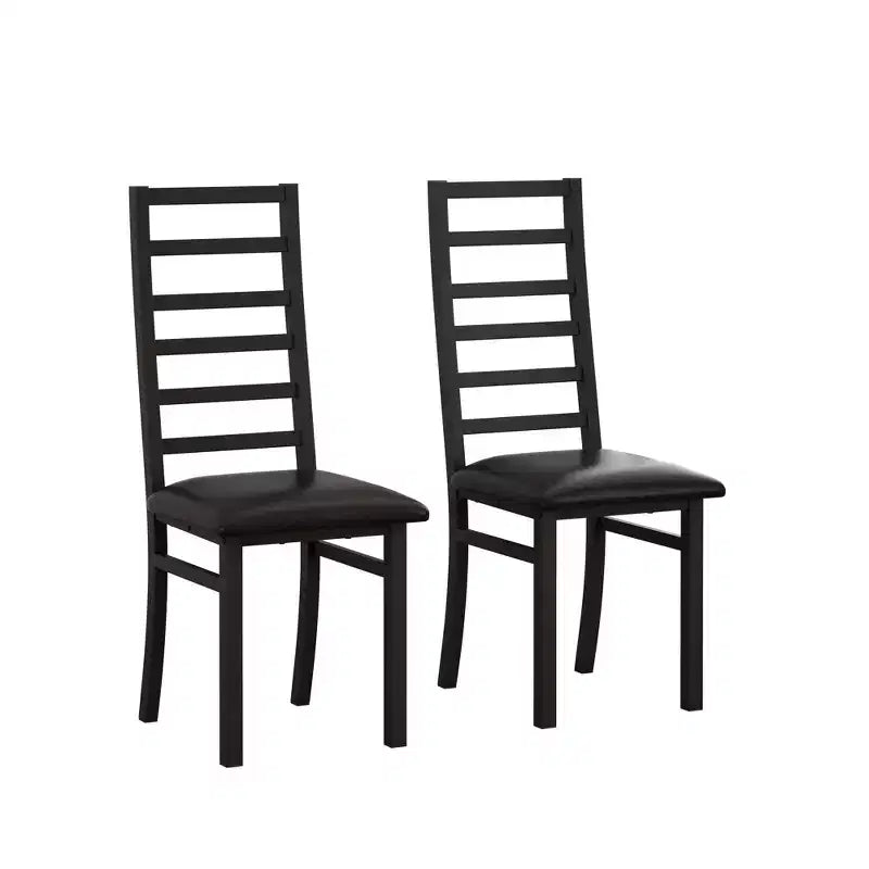 MAYEERTY Metal Dining Chairs Set of 2 Steel Legs and PU Leather Seats High Back Armless for Living Room Kitchen Black