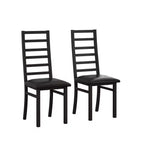 MAYEERTY Metal Dining Chairs Set of 2 Steel Legs and PU Leather Seats High Back Armless for Living Room Kitchen Black