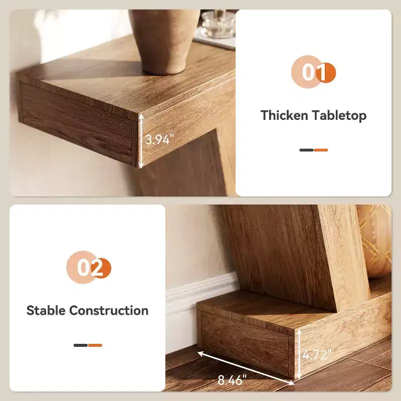 Extra-Long 2-Tier Farmhouse Console Sofa Table Minimalist Design, Narrow Entryway Accent, Stable Base, Easy Assembly, Wood Grain Finish