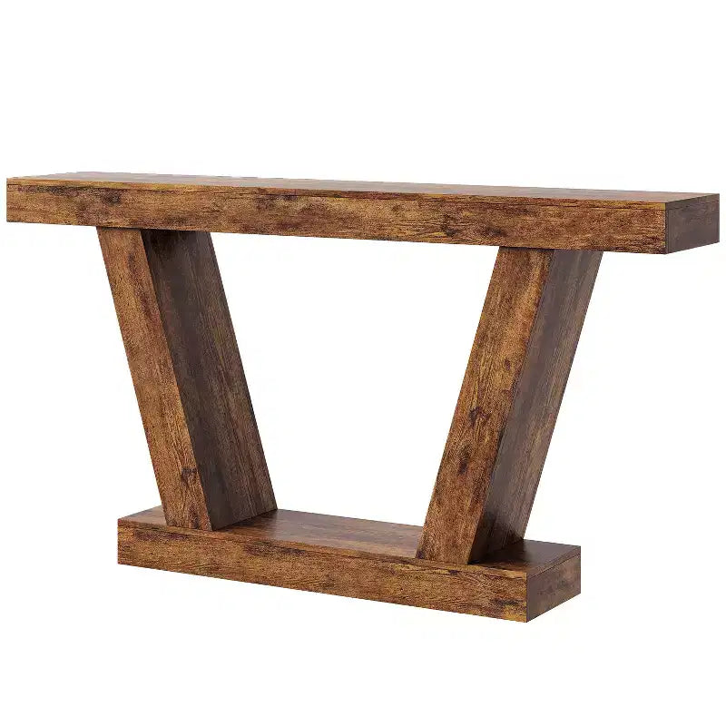 Extra-Long 2-Tier Farmhouse Console Sofa Table Minimalist Design, Narrow Entryway Accent, Stable Base, Easy Assembly, Wood Grain Finish