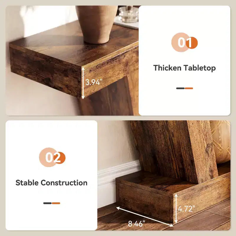 Extra-Long 2-Tier Farmhouse Console Sofa Table Minimalist Design, Narrow Entryway Accent, Stable Base, Easy Assembly, Wood Grain Finish