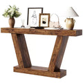 Extra-Long 2-Tier Farmhouse Console Sofa Table Minimalist Design, Narrow Entryway Accent, Stable Base, Easy Assembly, Wood Grain Finish