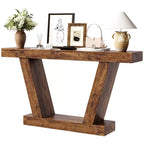 Extra-Long 2-Tier Farmhouse Console Sofa Table Minimalist Design, Narrow Entryway Accent, Stable Base, Easy Assembly, Wood Grain Finish