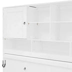 Queen Size Murphy Bed Foldable Bed Space-saving Wall Bed with Storage Shelves, White - ModernLuxe